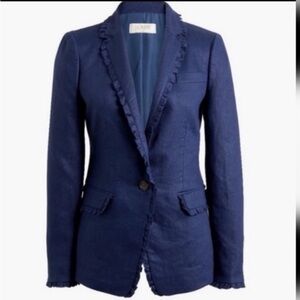 J.Crew linen ruffle trim, blazer size 2
